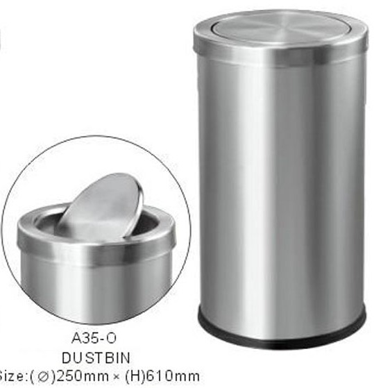 THÙNG RÁC INOX NẮP LẬT A35 - O